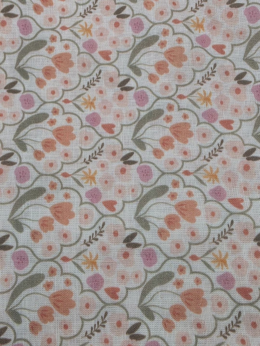 Printed Cotton Linen Fabric in Spring Folk - 57" wide, sold by the yard