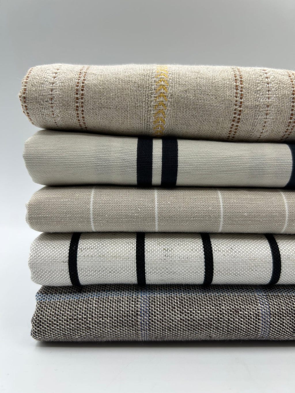Viscose Linen Fabric in Navy Double Stripe - 57" wide, sold by the yard