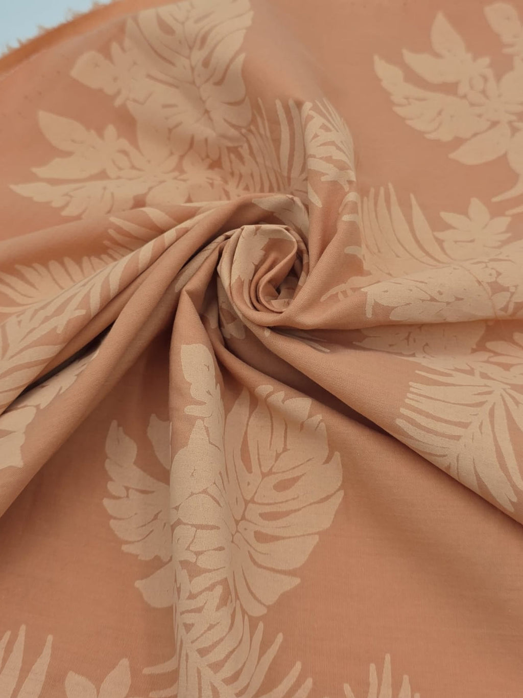 Cotton Voile Fabric in Terracotta Palm - 59" wide, sold by the yard