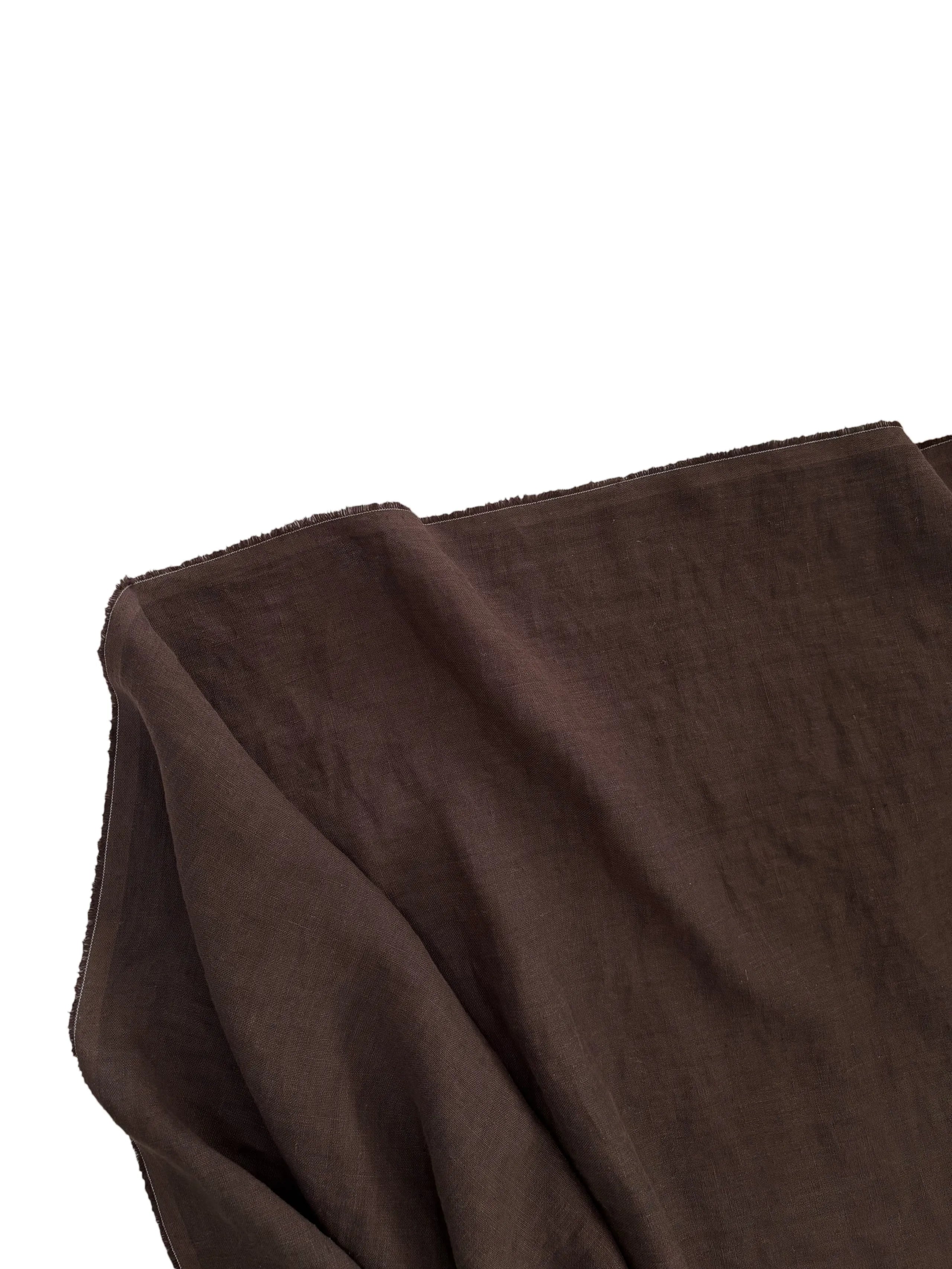 %100 Linen Fabric Bitter Brown