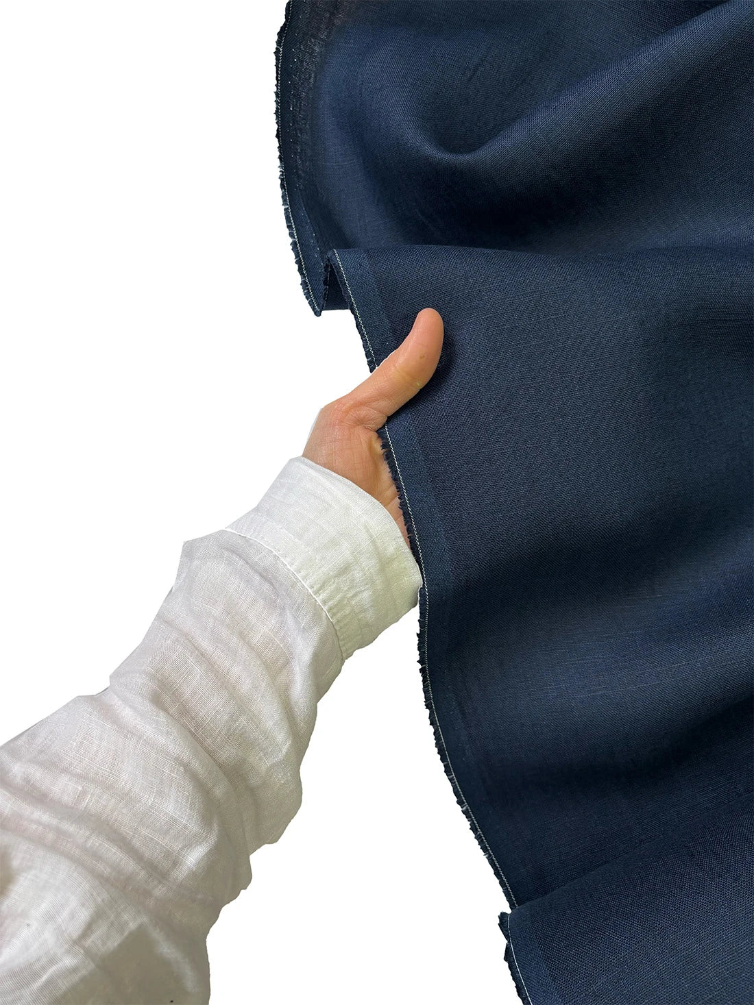 100% Linen Fabric Navy Blue