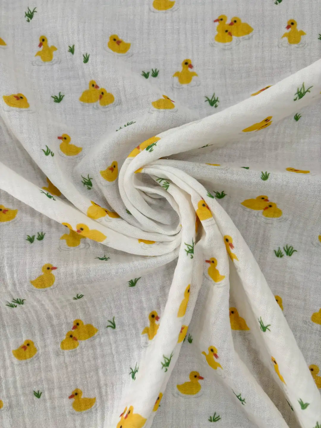 100% Cotton Muslin Fabric with Duck Pattern