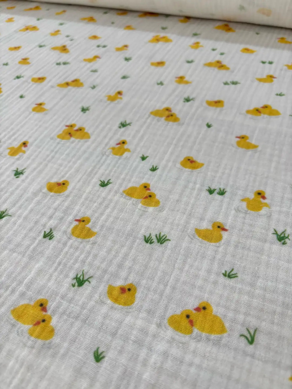 100% Cotton Muslin Fabric with Duck Pattern