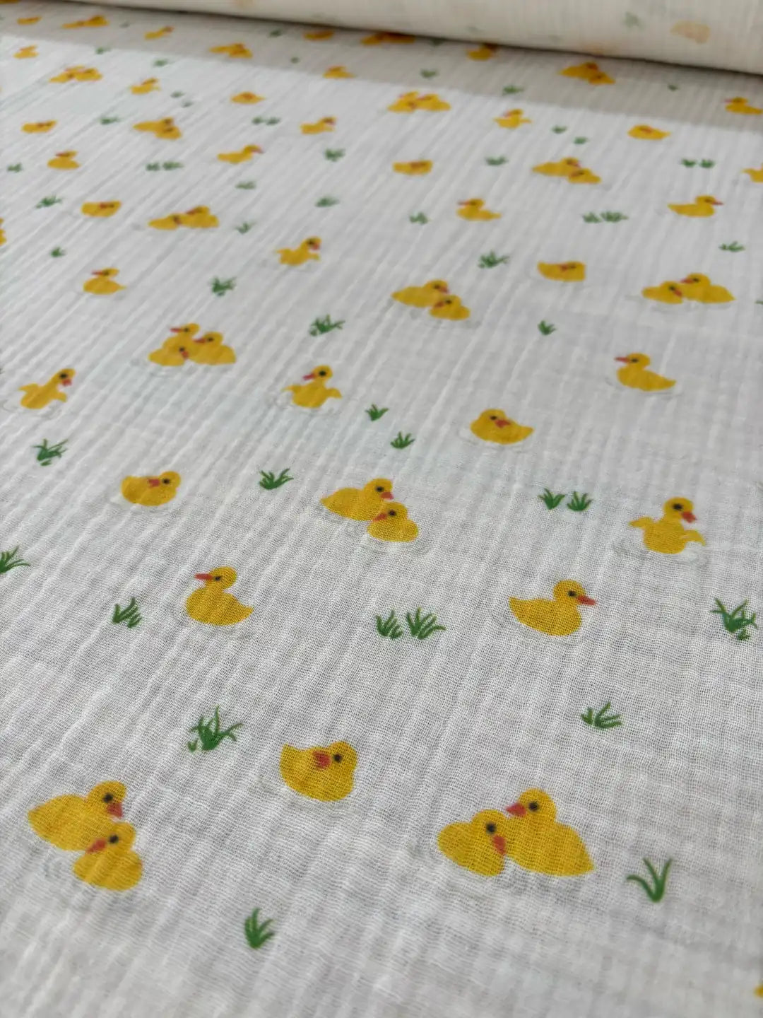 100% Cotton Muslin Fabric with Duck Pattern