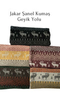 Jacquard Chanel Tweed Fabric Deer Trail Pattern - Navy Blue