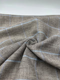 Cotton Linen Fabric in Grey Windowpane - 57" wide, sold by the yard