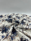 Printed Cotton Linen Fabric in Navy Cornflower - 57" wide, sold by the yard