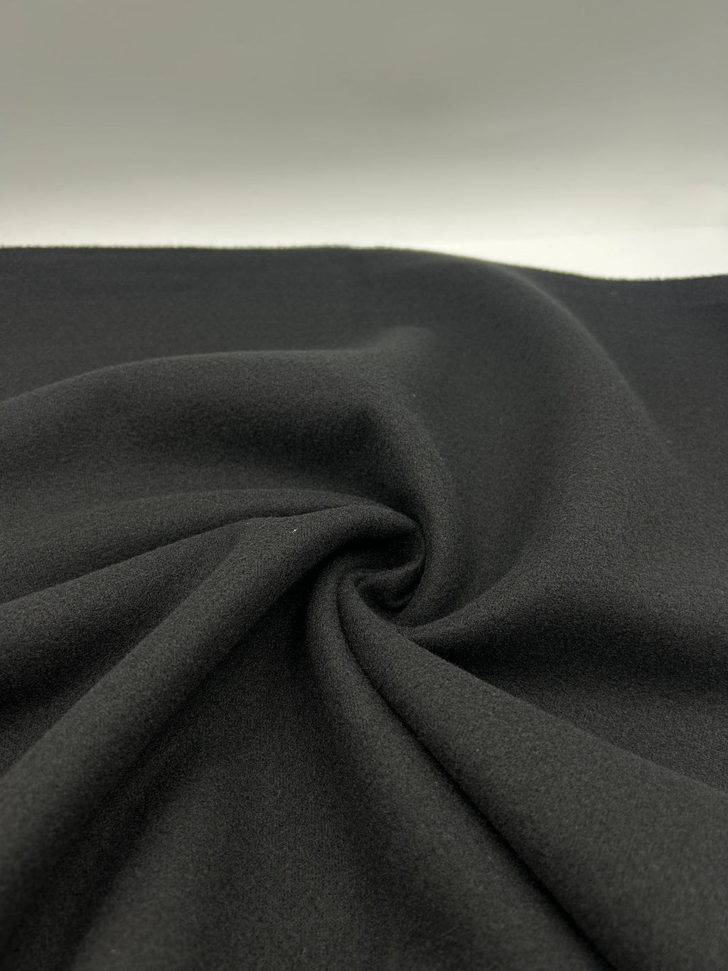 Wool-Blend Coating Fabric in Black - 59" wide, sold by the yard