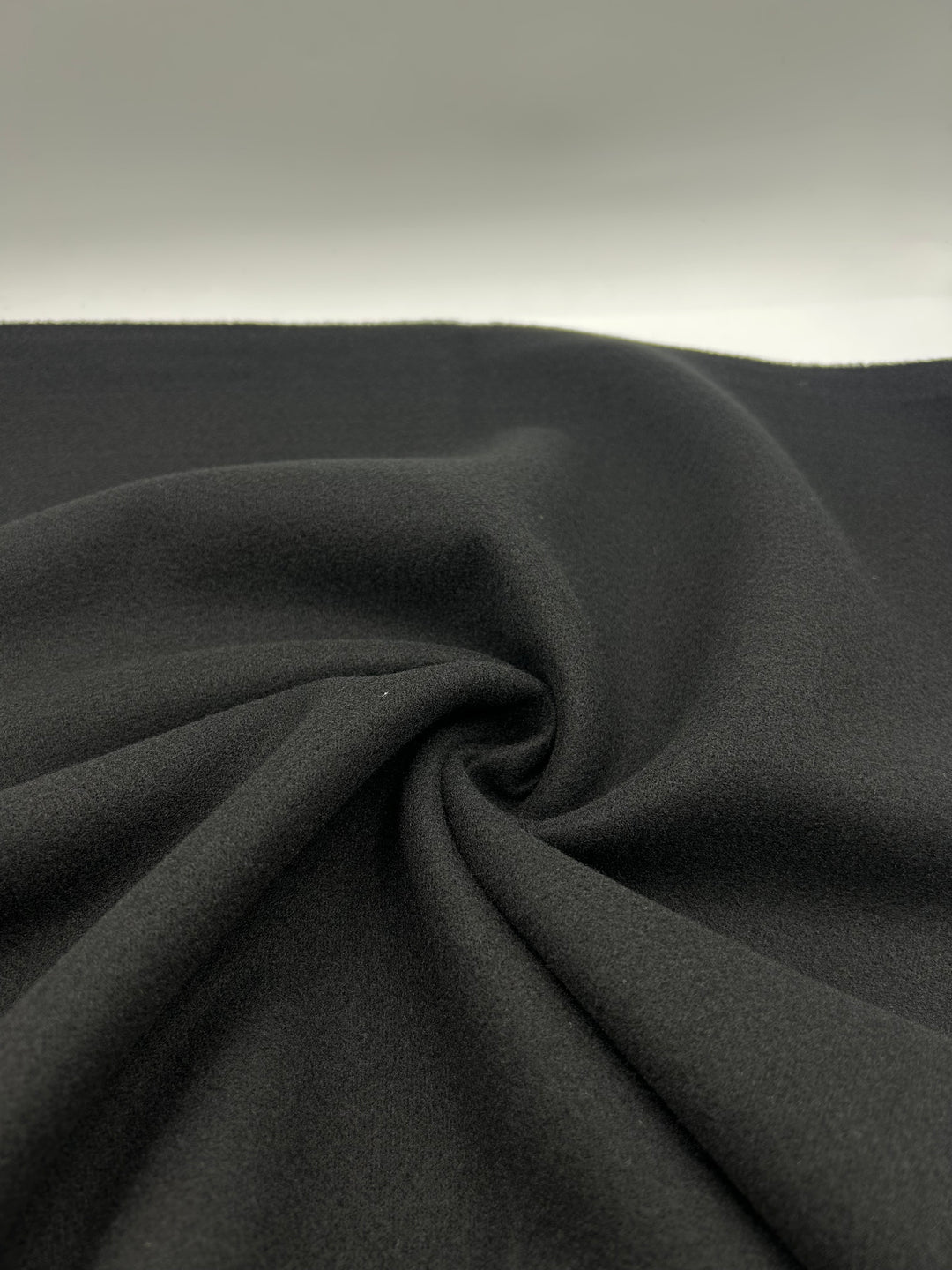 Wool-Blend Coating Fabric in Black - 59" wide, sold by the yard