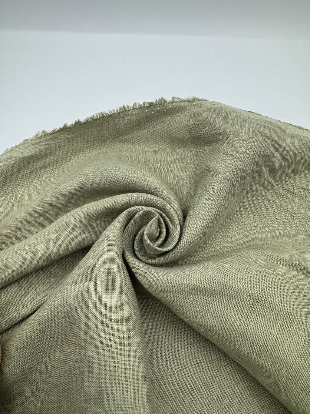 100% Linen Fabric in Almond Green - 57" wide, sold by the yard