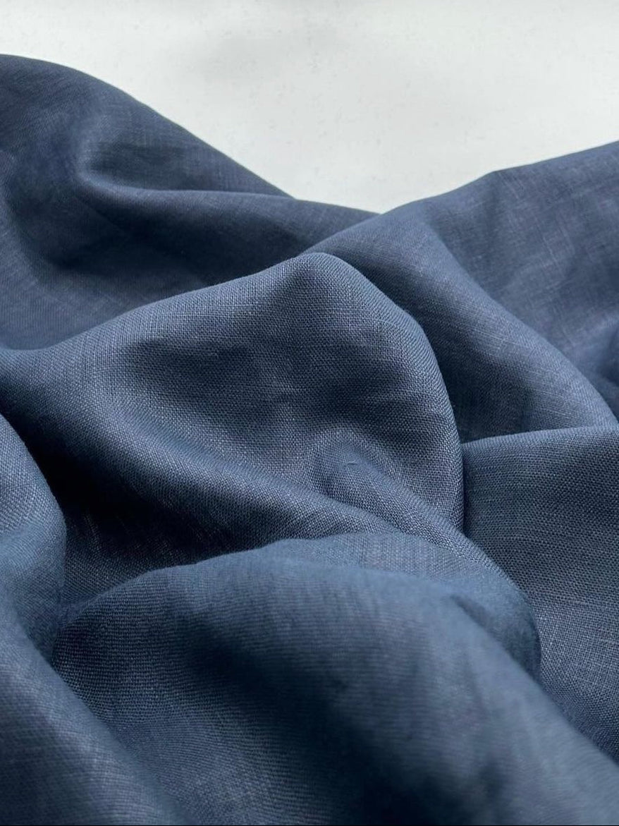 100% Linen Fabric in Navy (185 GSM) - 57" wide, sold by the yard