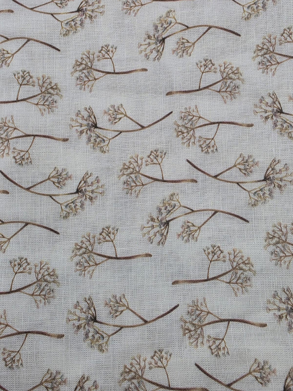 Printed Cotton Linen Fabric in Sepia Branch - 57" wide, sold by the yard
