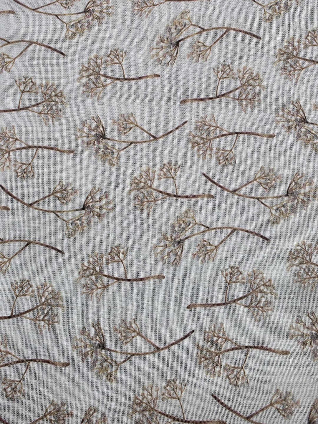 Printed Cotton Linen Fabric in Sepia Branch - 57" wide, sold by the yard