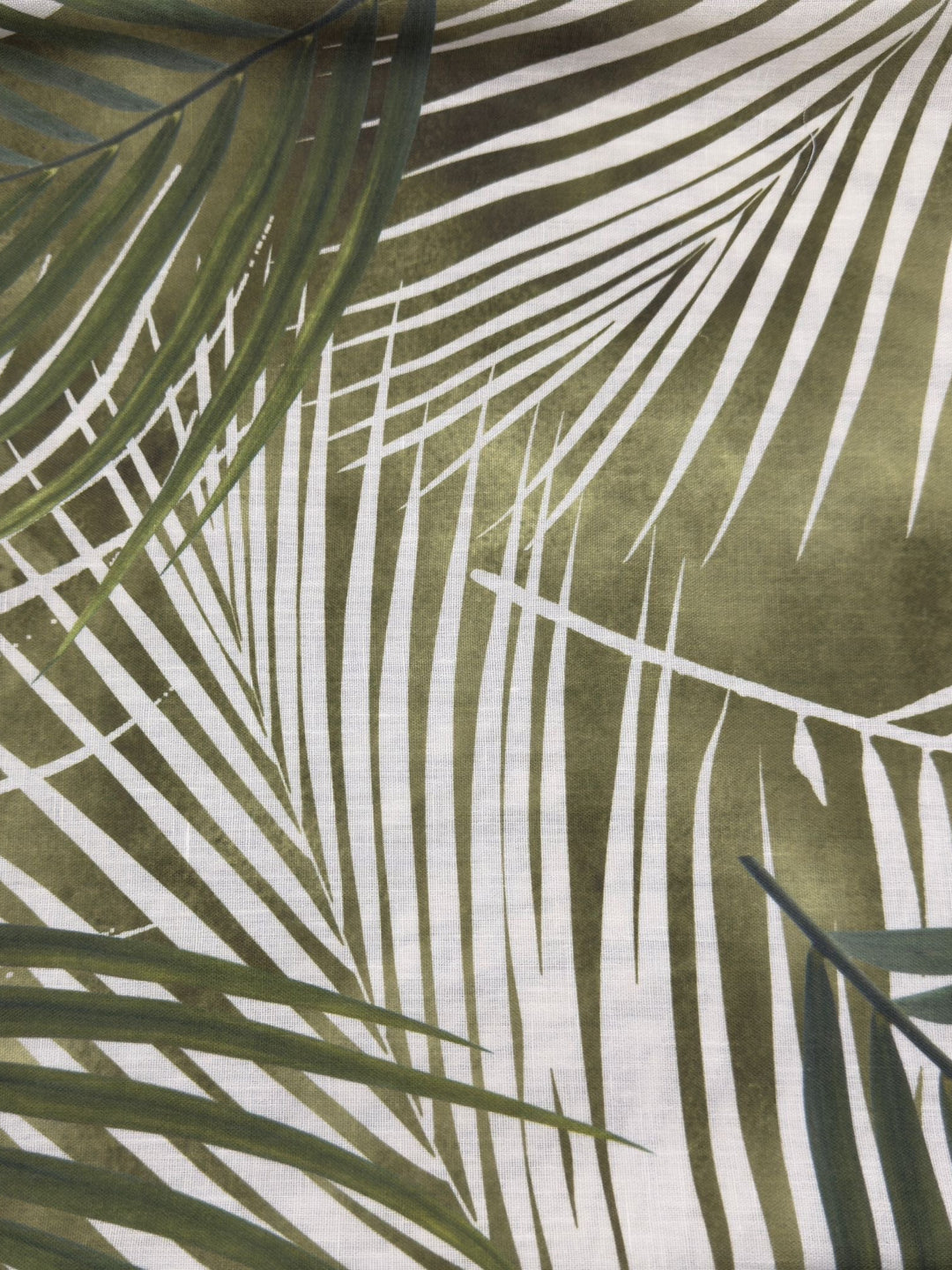 Printed Cotton Linen Fabric in Olive Line Art - 57" wide, sold by the yard