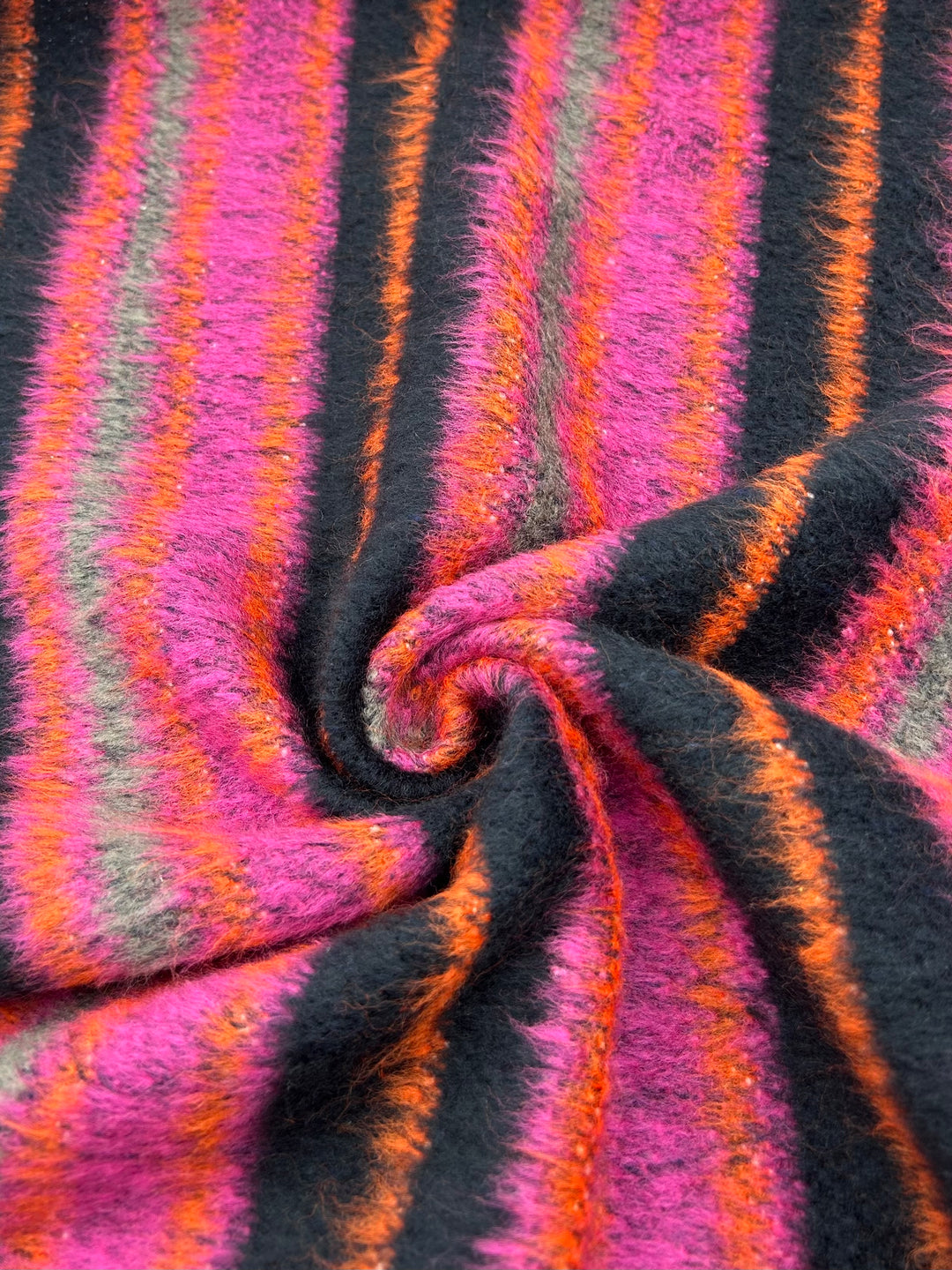 Brushed Bouclé Fabric in Fuchsia & Black - 59" wide, sold by the yard