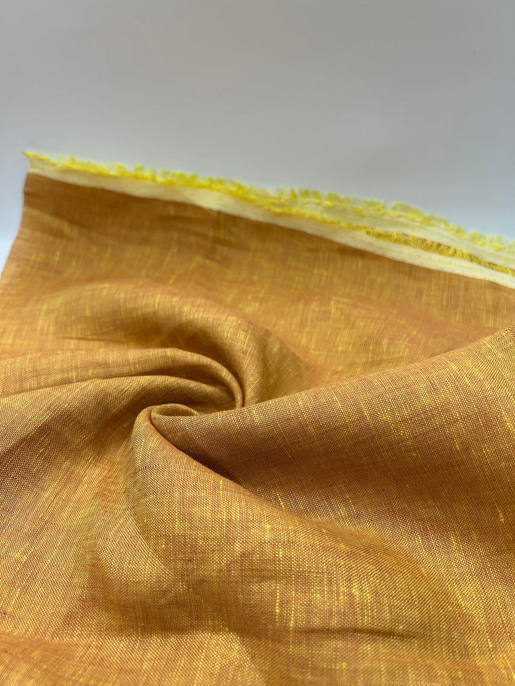 100% Linen Fabric in Saffron Melange - 57" wide, sold by the yard