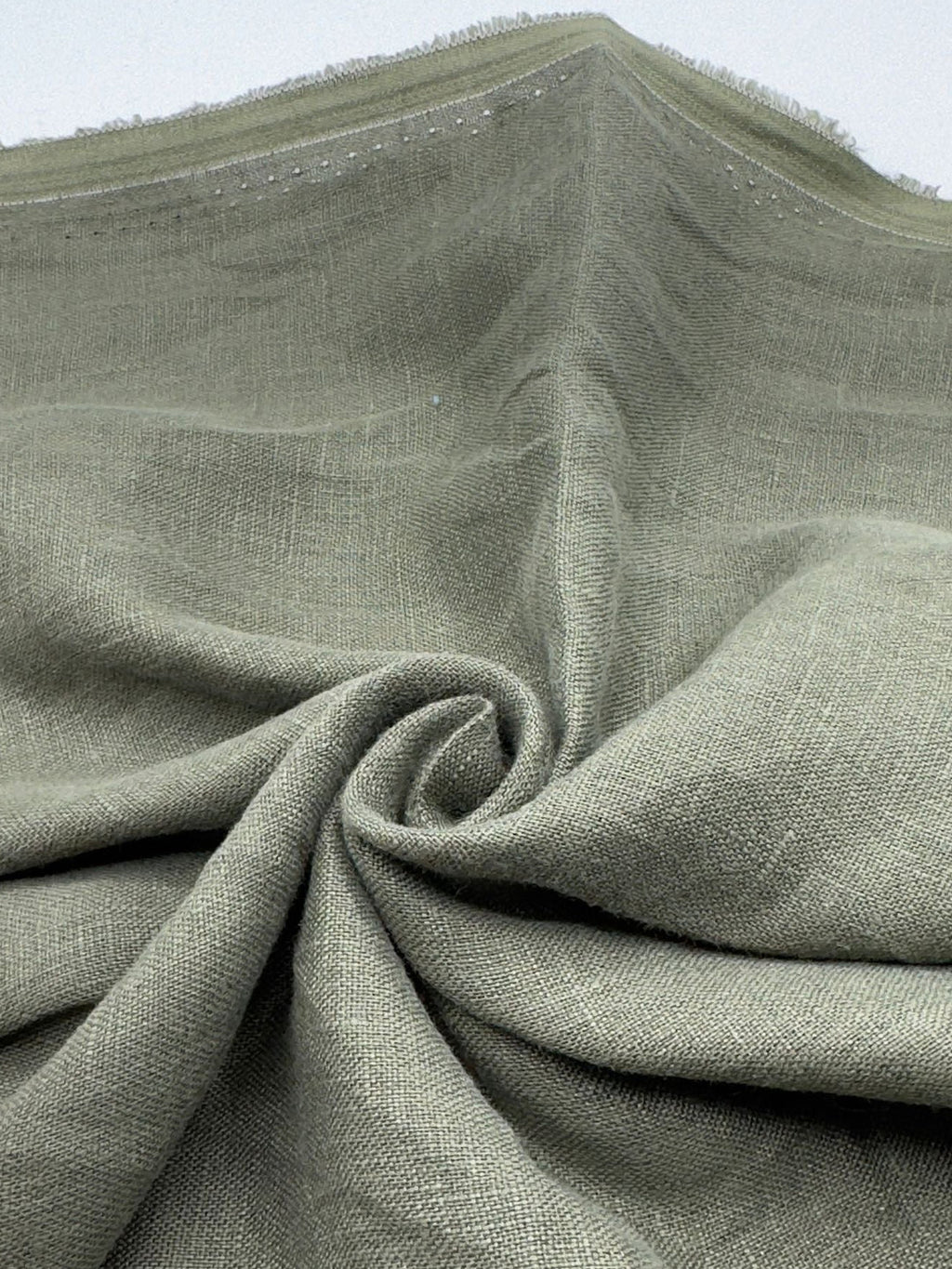 100% Linen Fabric in Sage Khaki - 57" wide, sold by the yard