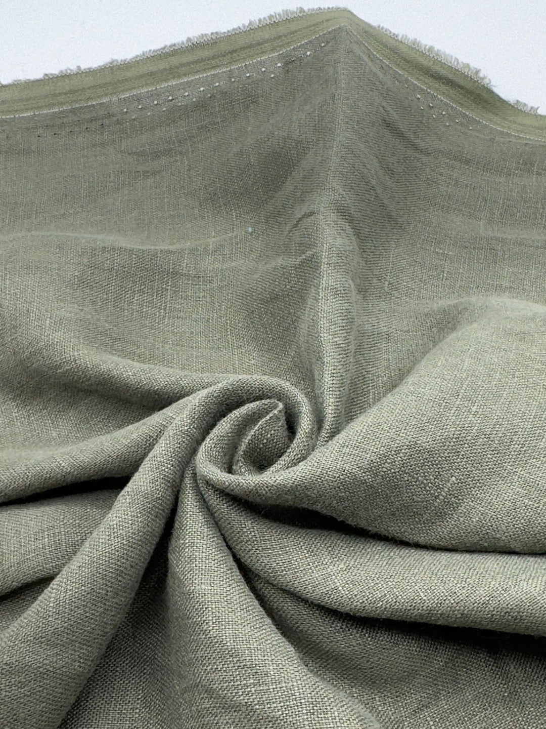 100% Linen Fabric in Sage Khaki - 57" wide, sold by the yard