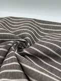 Cotton Linen Fabric in Brown Stripe - 57" wide, sold by the yard
