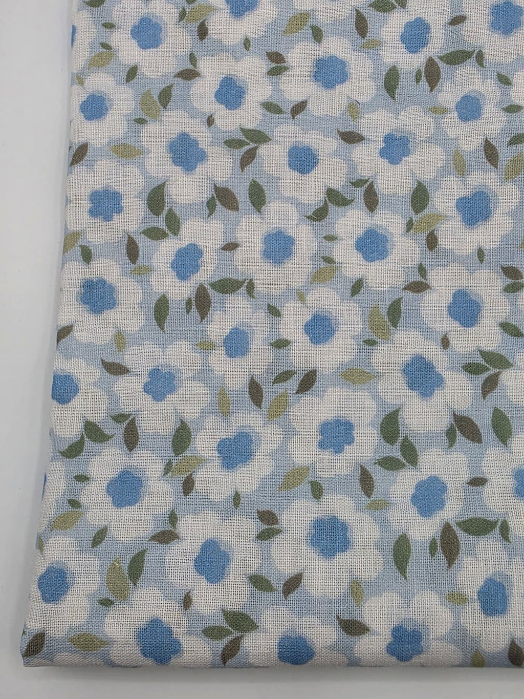 Printed Cotton Linen Fabric in Blue Daisy - 57" wide, sold by the yard