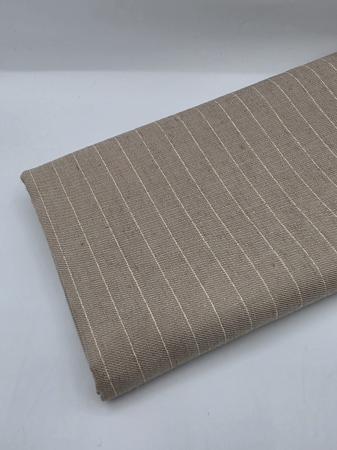 Cotton Linen Fabric in Natural Stripe - 57" wide, sold by the yard