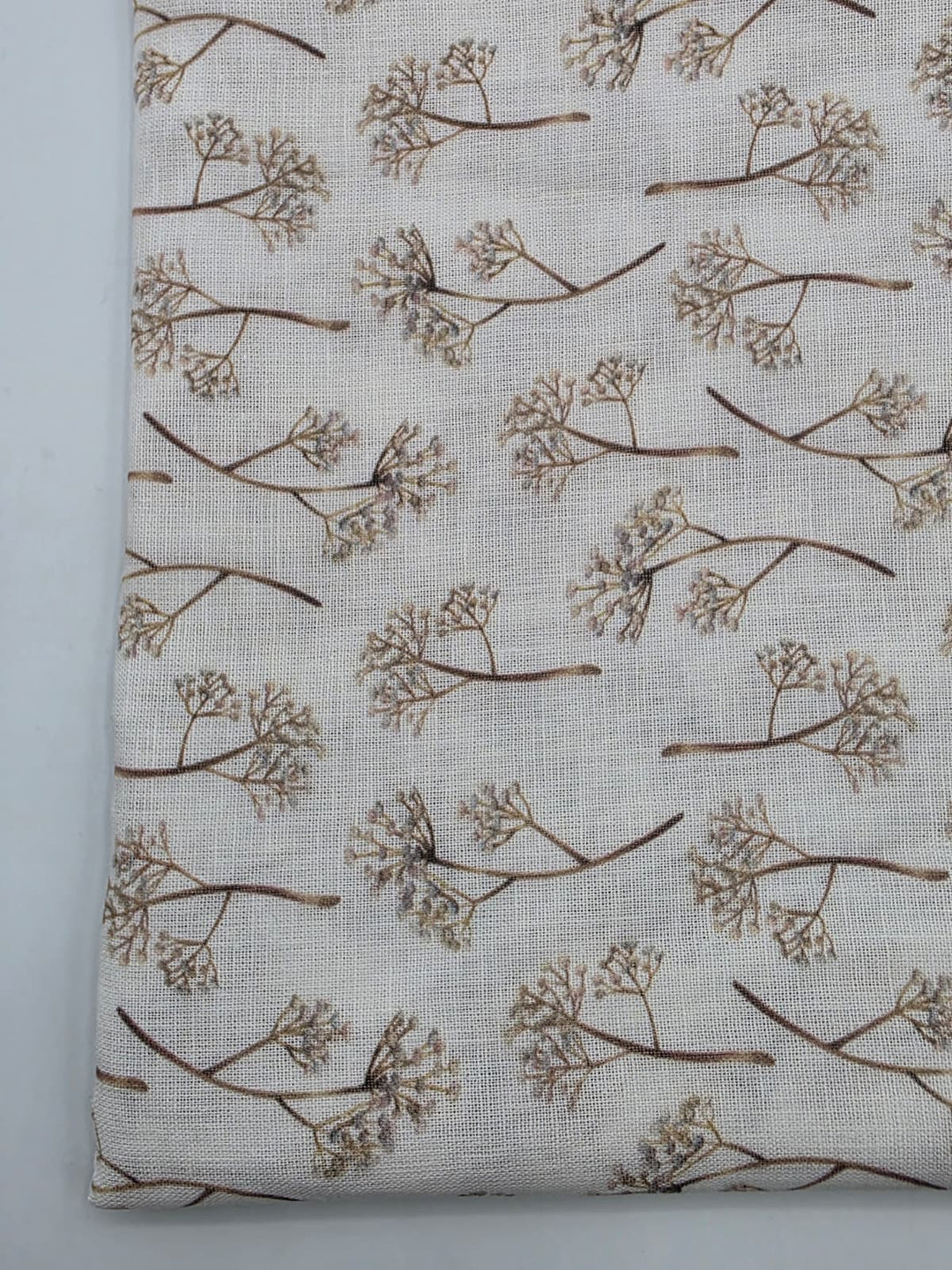 Printed Cotton Linen Fabric in Sepia Branch - 57" wide, sold by the yard