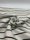 Viscose Linen Fabric in Black Fine Stripe - 57" wide, sold by the yard