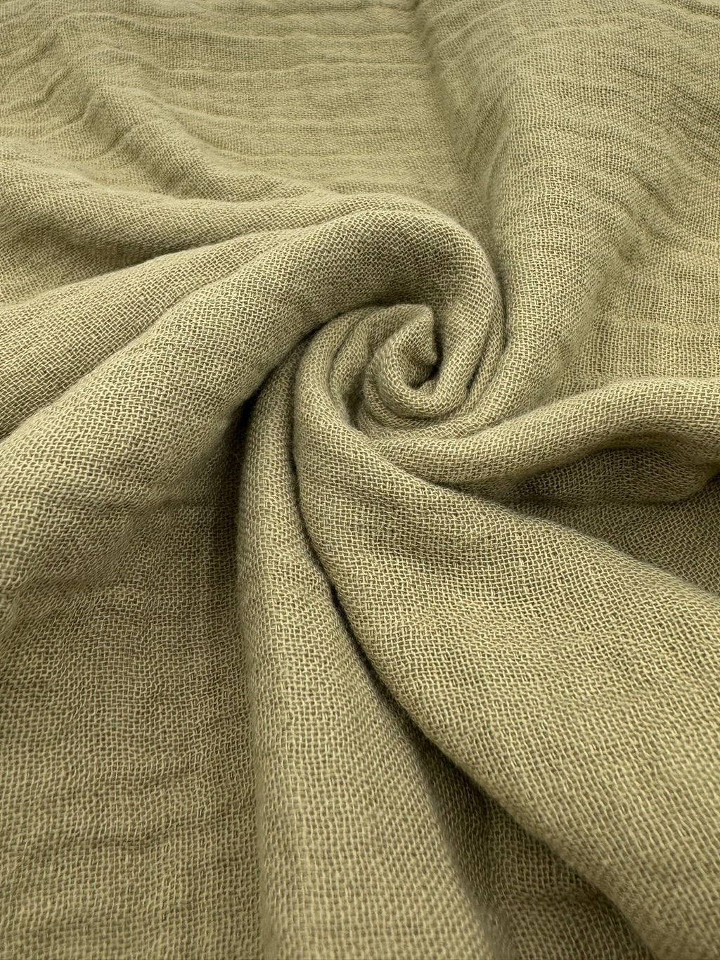 Double Gauze Muslin Fabric in Pale Olive - 57" wide, sold by the yard