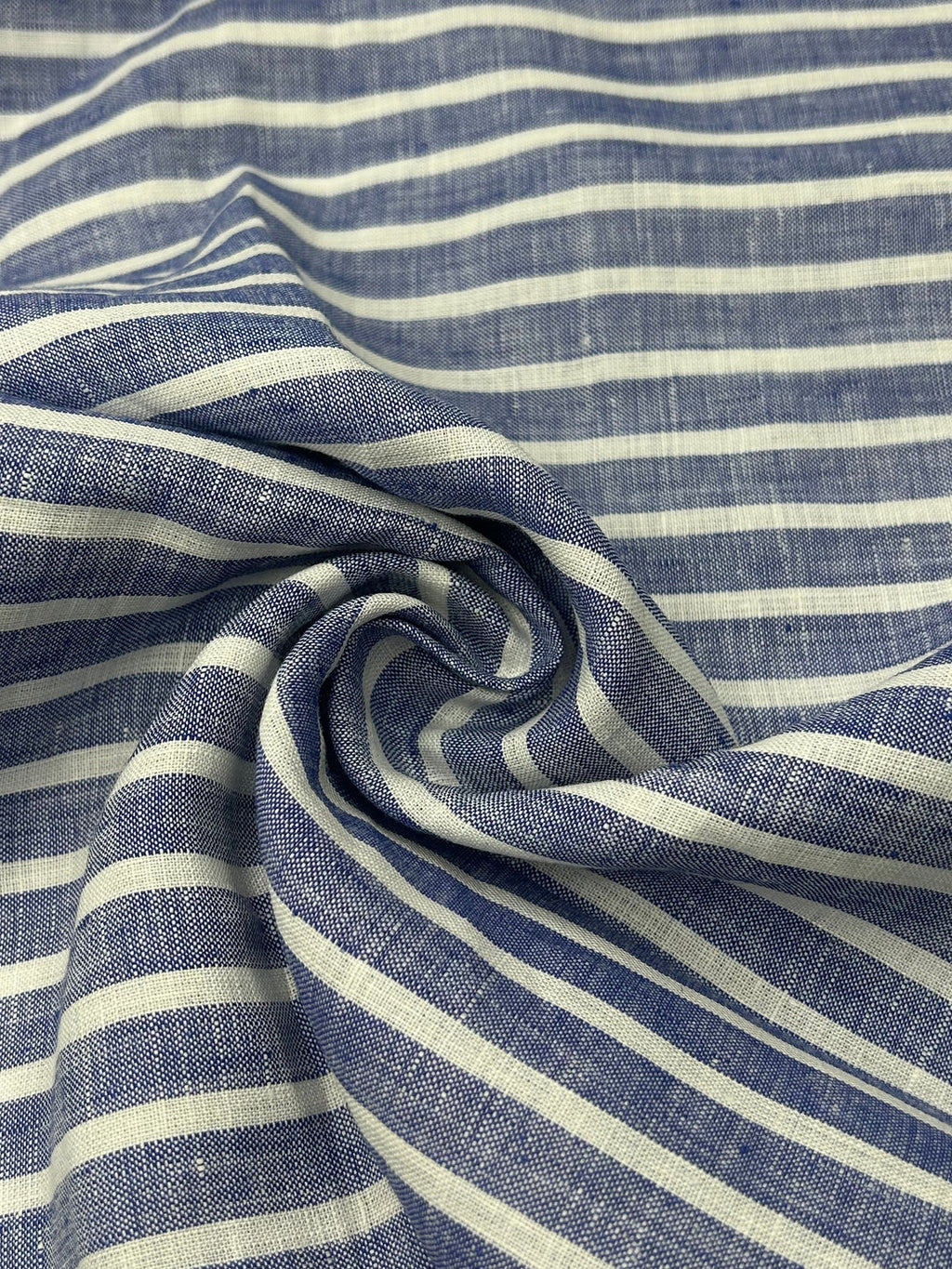 100% Linen Fabric in Navy Stripe - 57" wide, sold by the yard