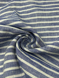 100% Linen Fabric in Navy Stripe - 57" wide, sold by the yard