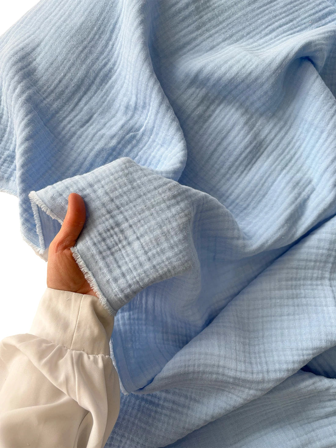 4-Layer 100% Cotton Baby Blue Muslin Fabric