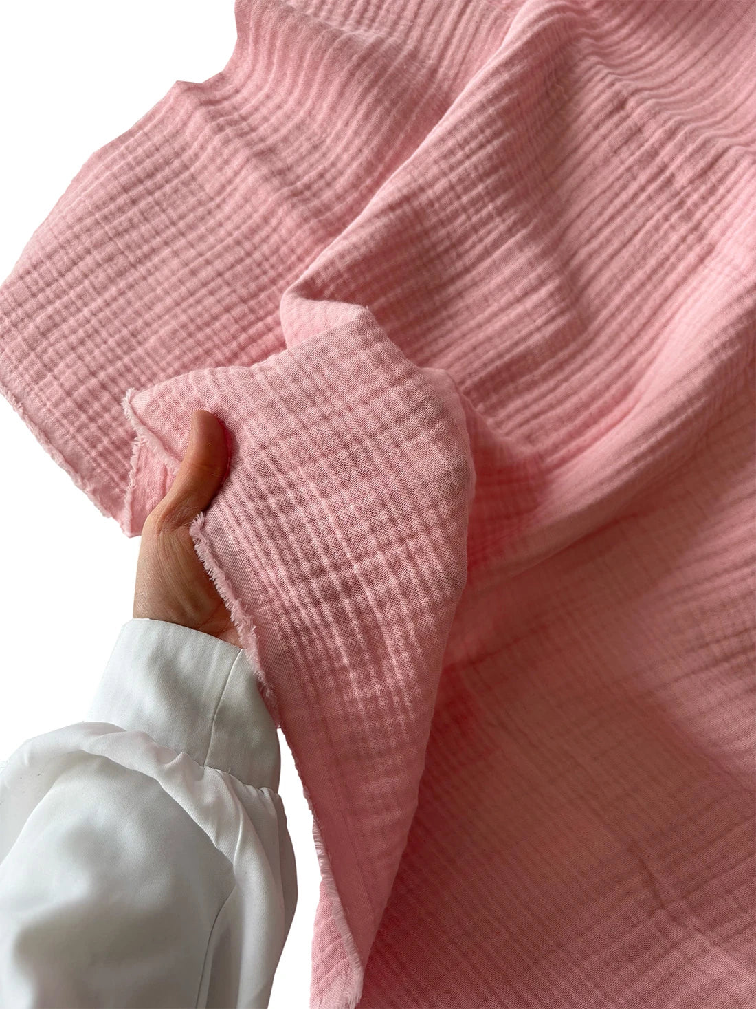 4-Layer 100% Cotton Soft Powder Pink Muslin Fabric