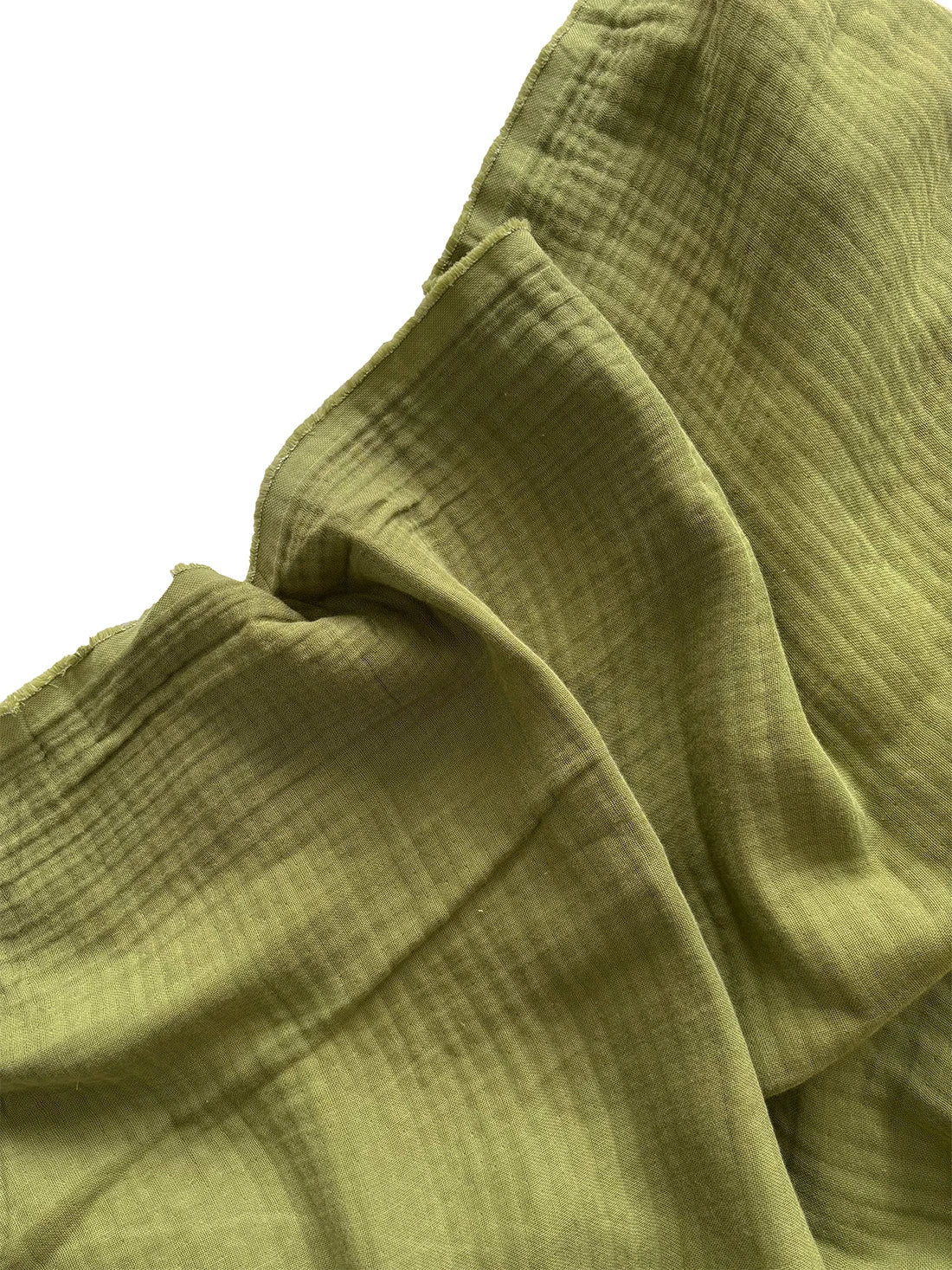 4-Layer 100% Cotton Olive Green Muslin Fabric