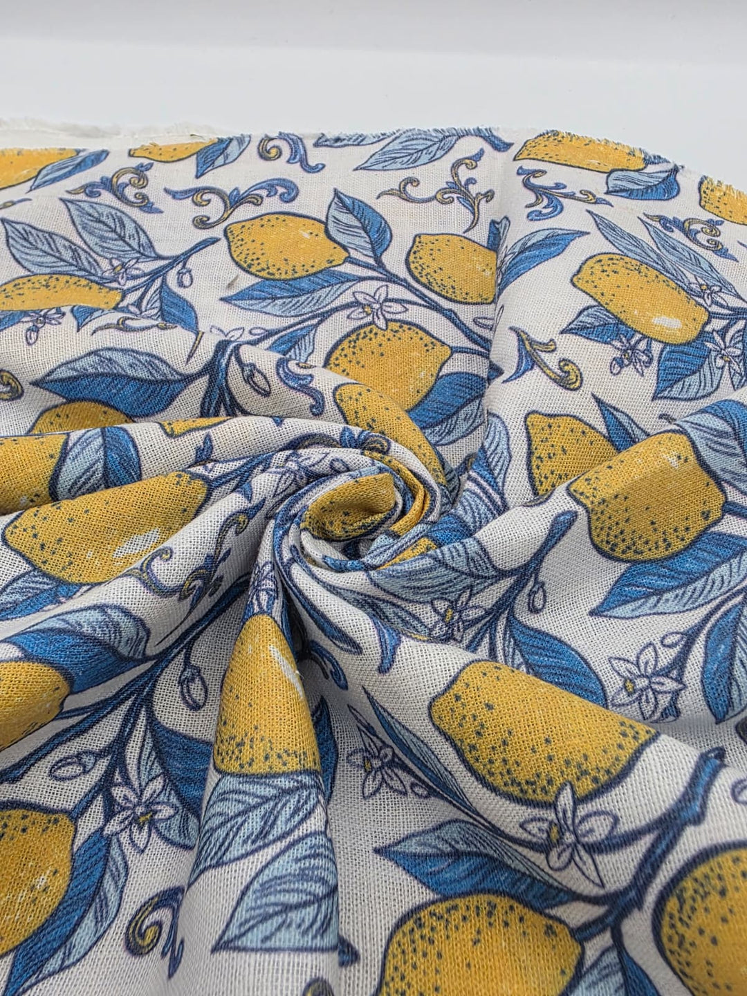 Printed Cotton Linen Fabric in Lemon Grove - 57" wide, sold by the yard
