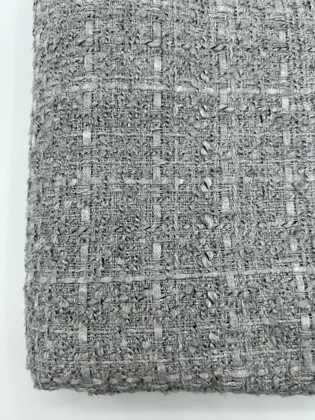 Bouclé Tweed Fabric in Light Grey - 59" wide, sold by the yard