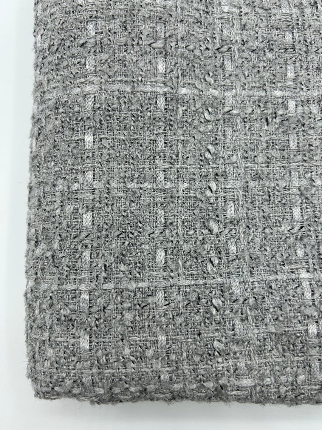 Bouclé Tweed Fabric in Light Grey - 59" wide, sold by the yard