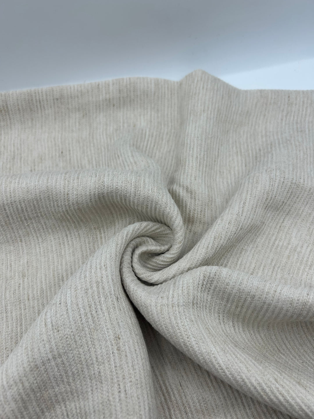 Cotton Linen Fabric in Ribbed Natural - 57" wide, sold by the yard