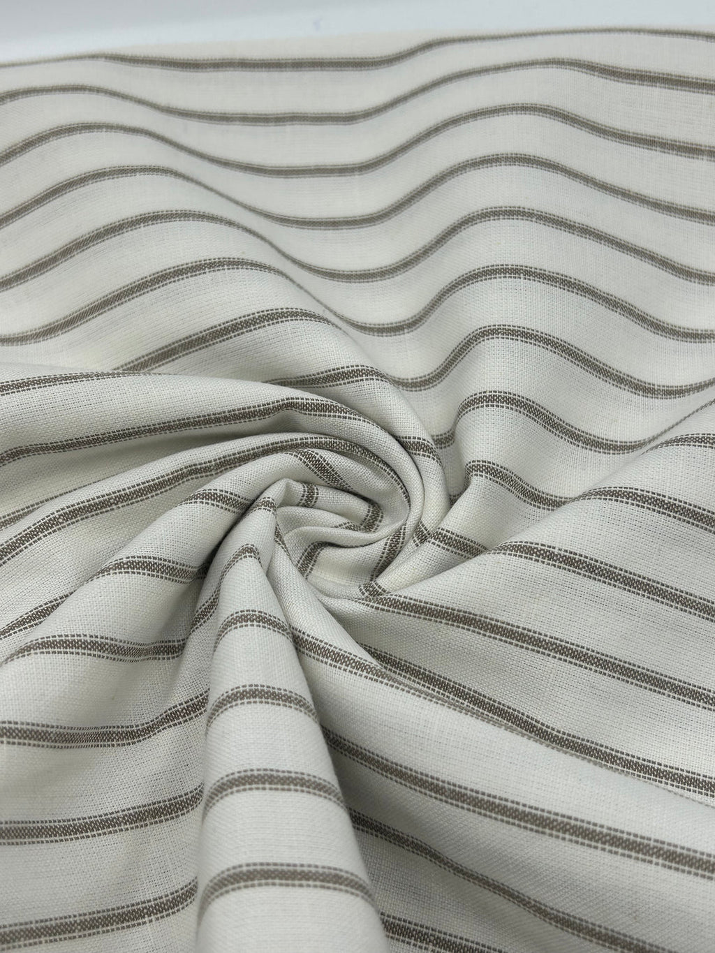 Cotton Linen Fabric in Ecru Stripe - 57" wide, sold by the yard
