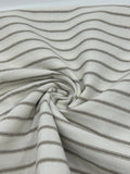 Cotton Linen Fabric in Ecru Stripe - 57" wide, sold by the yard