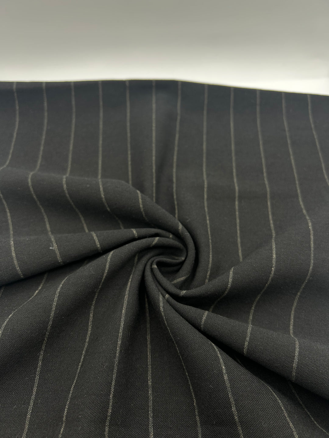 Viscose Linen Fabric in Charcoal Pinstripe - 57" wide, sold by the yard