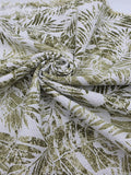 Printed Cotton Linen Fabric in Olive Fern - 57" wide, sold by the yard