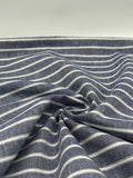 Cotton Linen Fabric in Denim Stripe - 57" wide, sold by the yard