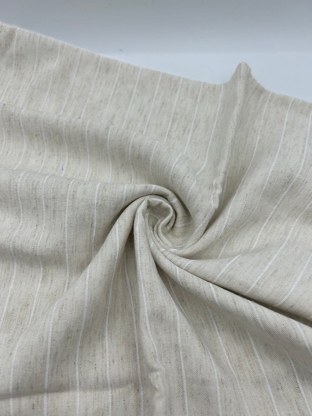 Viscose Linen Fabric in Natural Stripe - 57" wide, sold by the yard