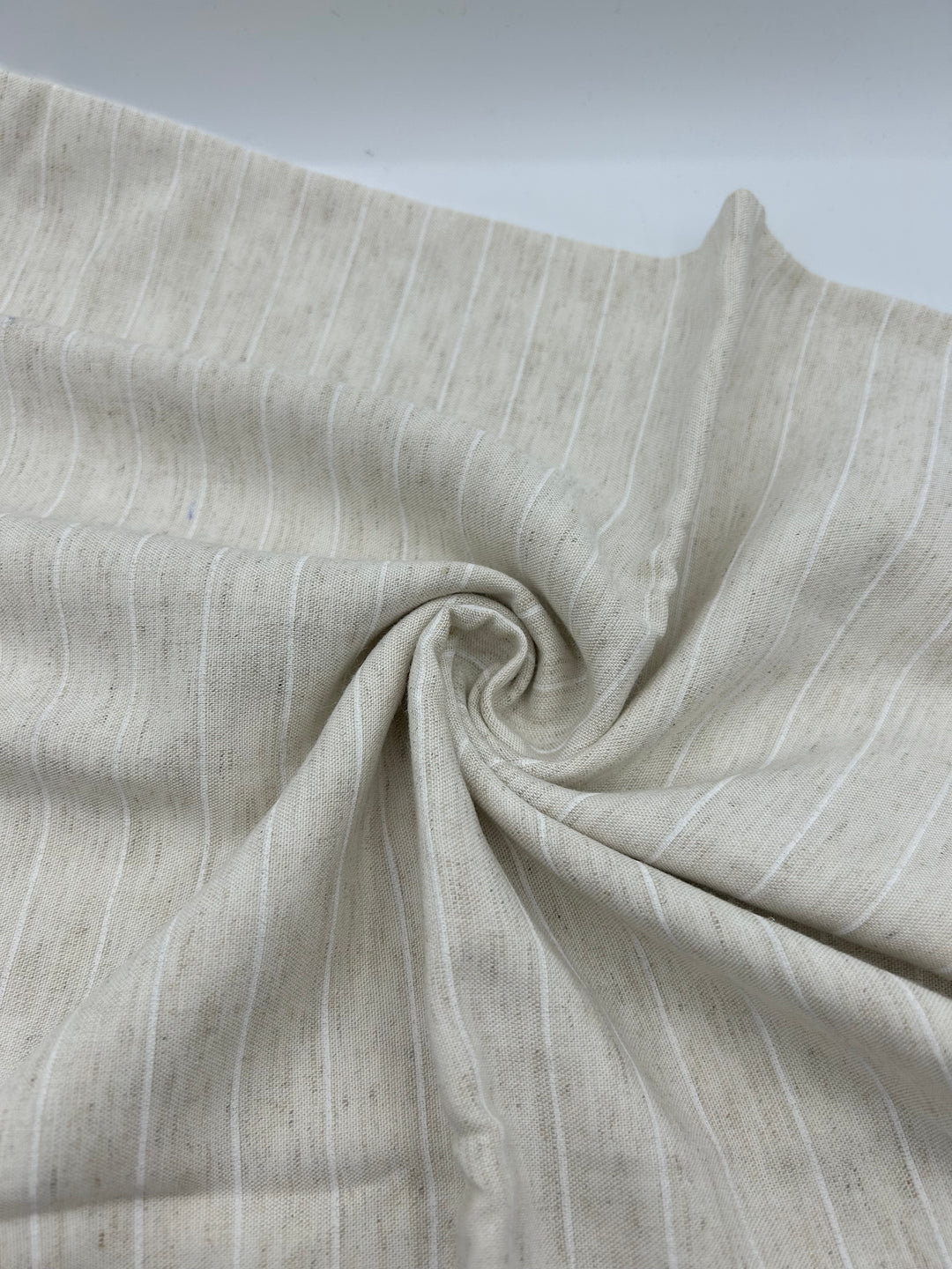 Viscose Linen Fabric in Natural Stripe - 57" wide, sold by the yard
