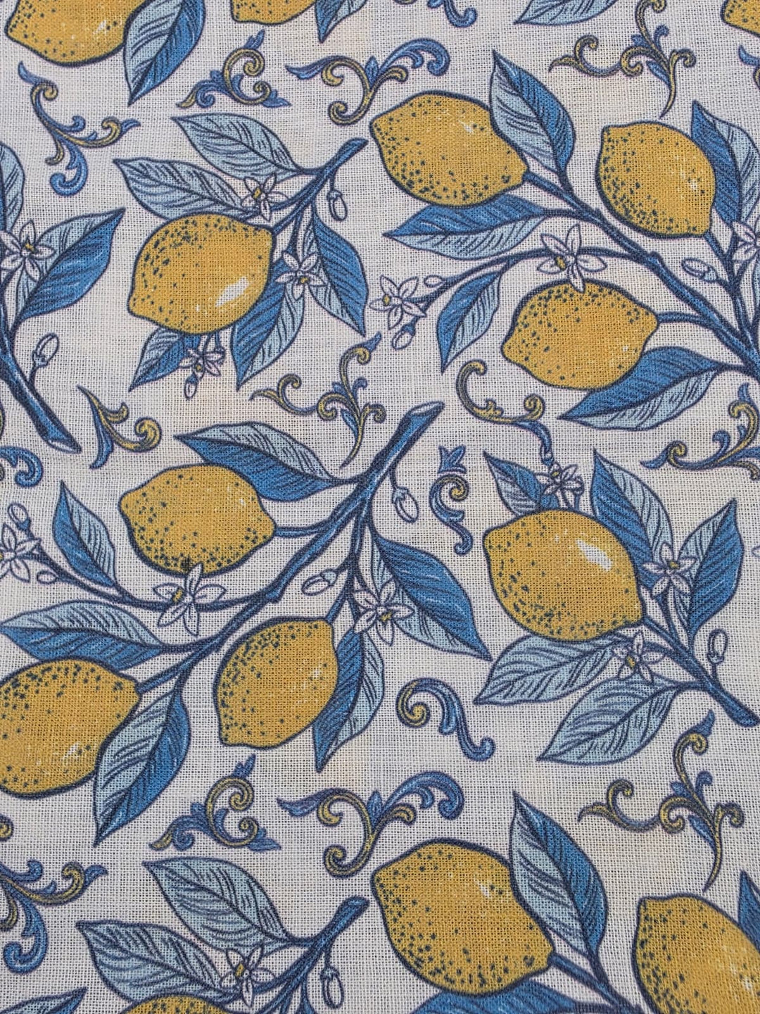 Printed Cotton Linen Fabric in Lemon Grove - 57" wide, sold by the yard