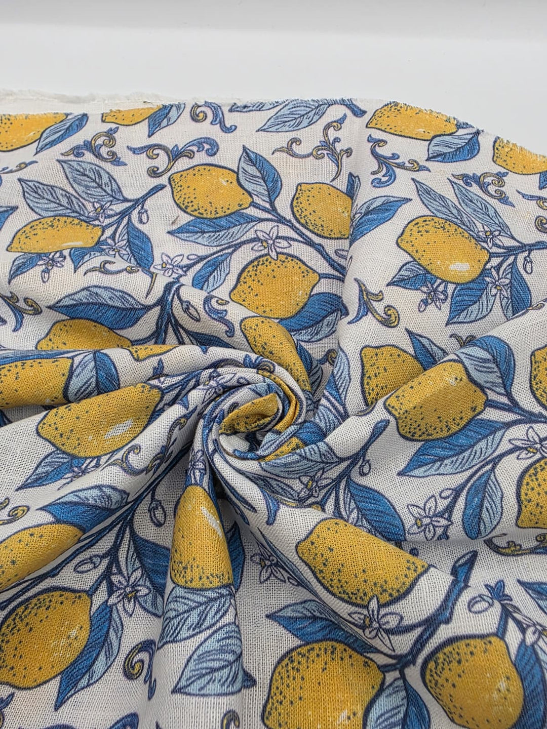 Printed Cotton Linen Fabric in Lemon Grove - 57" wide, sold by the yard