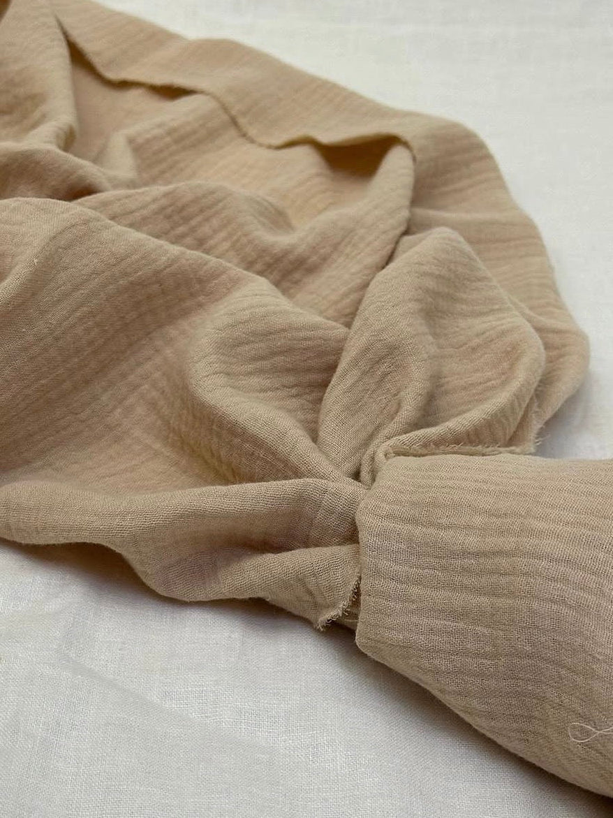 Double Gauze Muslin Fabric in Beige - 57" wide, sold by the yard