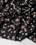 100% Cotton Content – Red and White Floral Patterned Viscose Fabric on a Black Background – Double Width 59 Inches