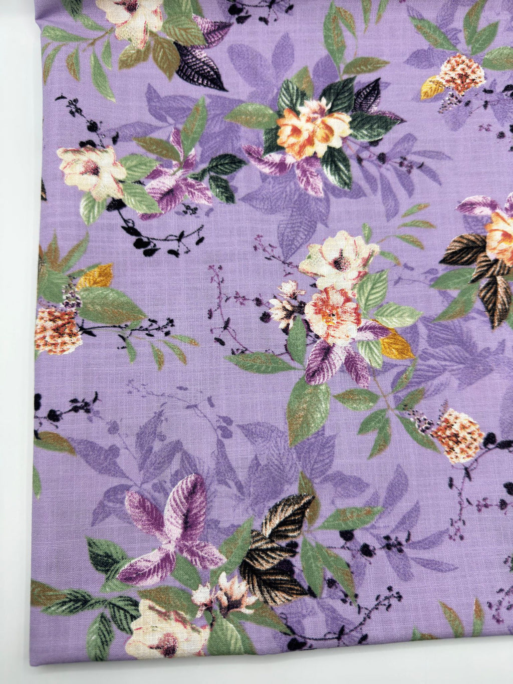 Printed Cotton Linen Fabric in Lilac Butterfly Garden - 57" wide, sold by the yard