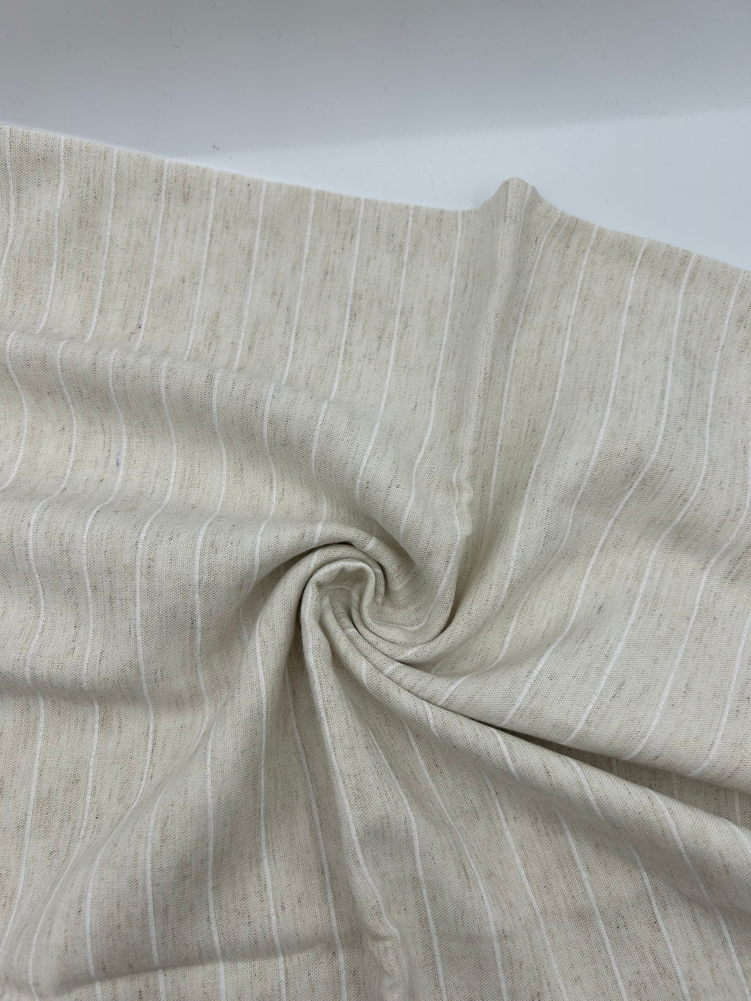 Viscose Linen Fabric in Natural Stripe - 57" wide, sold by the yard